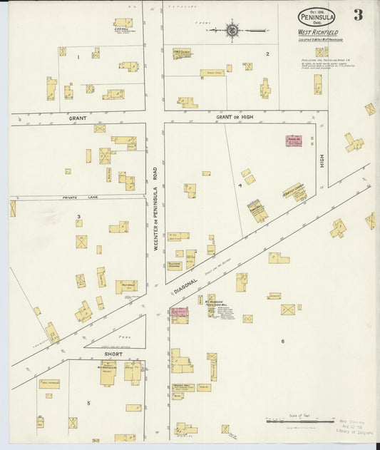 Sanborn Fire Insurance Map from Peninsula, Summit County, Ohio (1916), Sheet #0003 - Historic Sanborn Fire Insurance Map Print, vintage old map wall art, antique decor, genealogy gift, Ohio Ohio map
