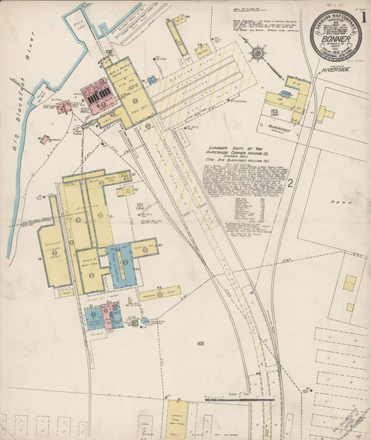 Sanborn Fire Insurance Map from Bonner, Missoula County, Montana. (1912) – Historic Sanborn Fire Insurance Map Print