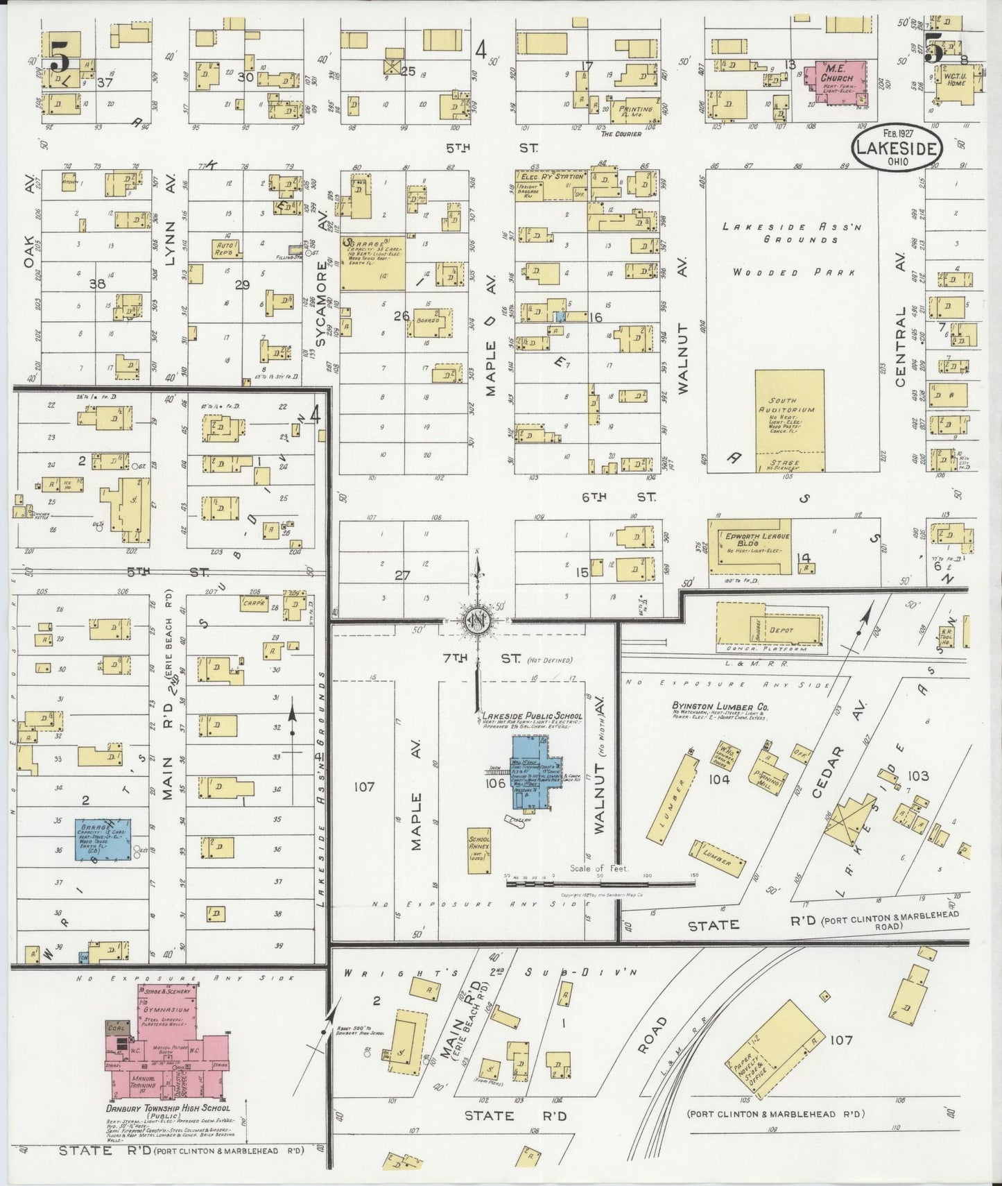 Sanborn Fire Insurance Map from Lakeside, Ottawa County, Ohio (1927), Sheet #0005 - Historic Sanborn Fire Insurance Map Print, vintage old map wall art, antique decor, genealogy gift, Ohio Ohio map