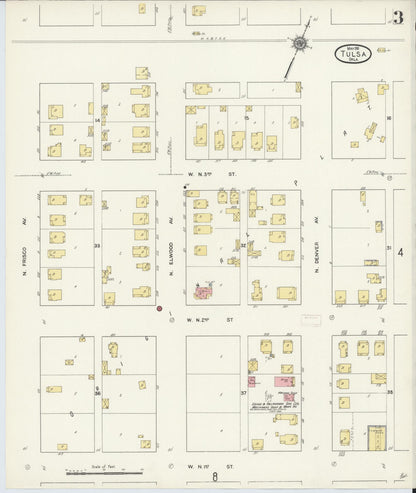 Sanborn Fire Insurance Map from Tulsa, Tulsa County, Oklahoma (1911), Sheet #0003 - Complete Map Set gallery image, historic Sanborn map, vintage wall art, Oklahoma Oklahoma