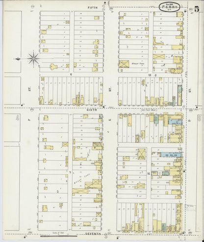 Sanborn Fire Insurance Map from Perry, Noble County, Oklahoma (1895), Sheet #0005 - Complete Map Set gallery image, historic Sanborn map, vintage wall art, Oklahoma Oklahoma