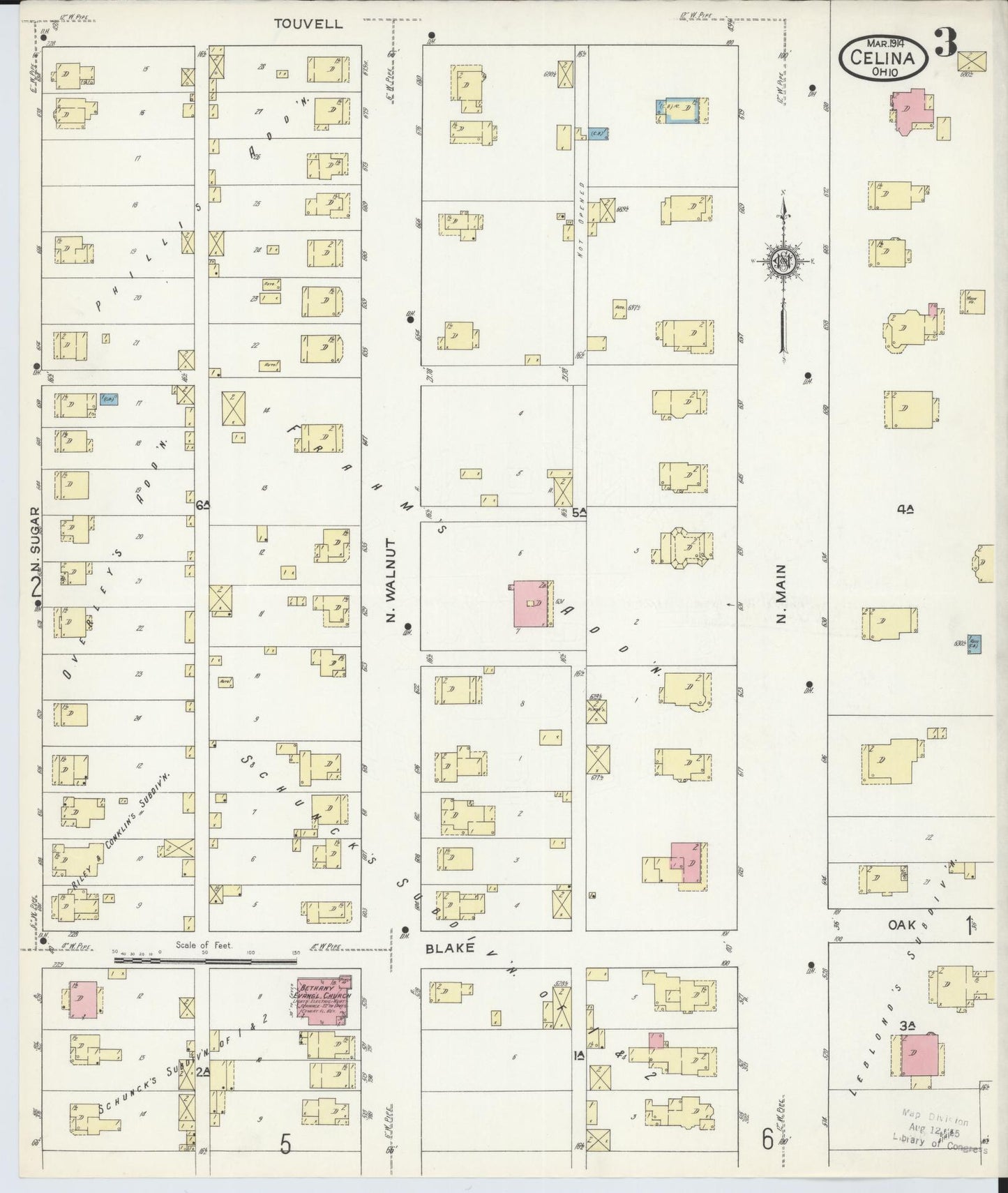 Sanborn Fire Insurance Map from Celina, Mercer County, Ohio (1914), Sheet #0003 - Complete Map Set gallery image, historic Sanborn map, vintage wall art, Ohio Ohio