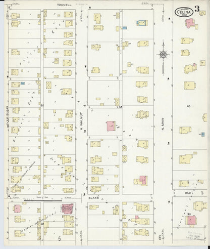 Sanborn Fire Insurance Map from Celina, Mercer County, Ohio (1914), Sheet #0003 - Complete Map Set gallery image, historic Sanborn map, vintage wall art, Ohio Ohio