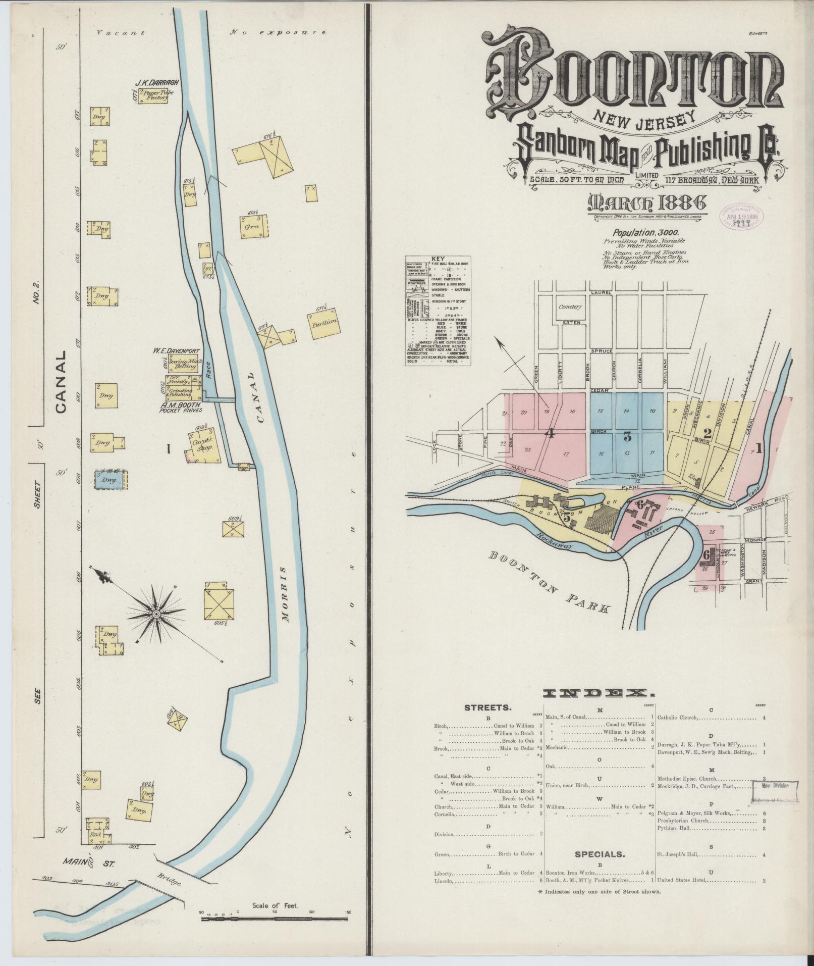 Sanborn Fire Insurance Map from Boonton, Morris County, New Jersey. (1886) – Historic Sanborn Fire Insurance Map Print