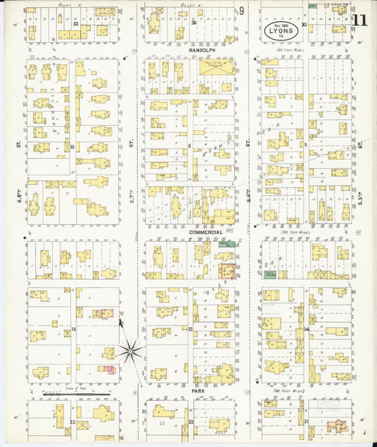 Sanborn Fire Insurance Map from Lyons, Clinton County, Iowa (1902), Sheet #0011 - Historic Sanborn Fire Insurance Map Print, vintage old map wall art