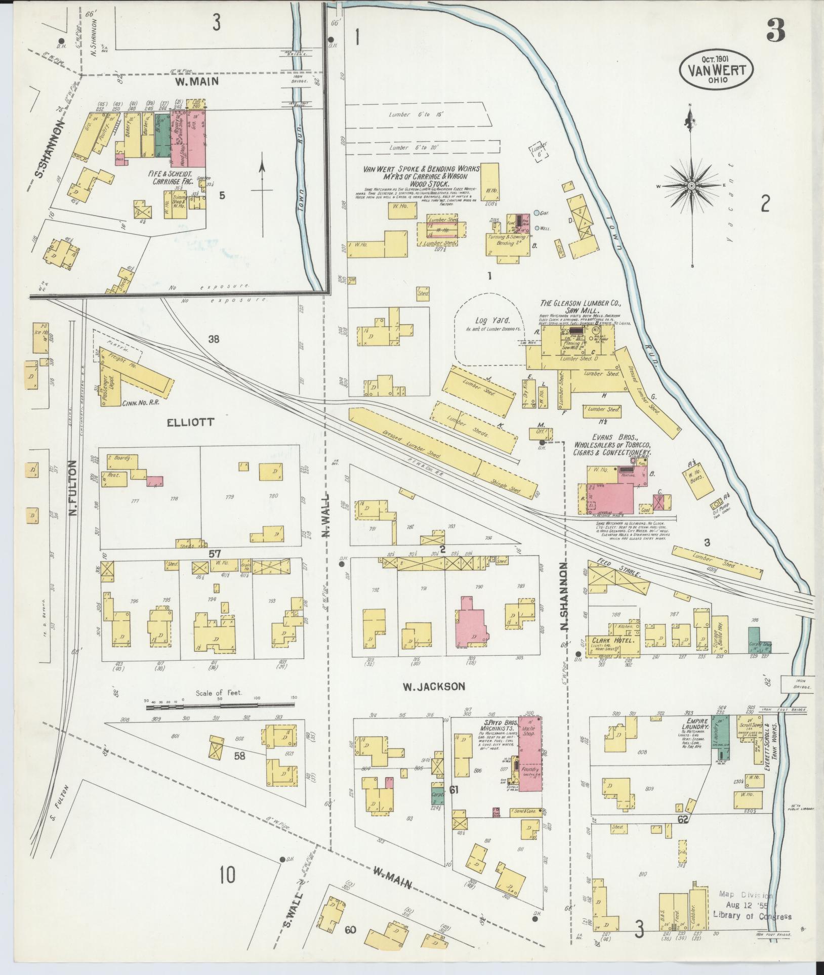 Sanborn Fire Insurance Map from Van Wert, Van Wert County, Ohio (1901), Sheet #0003 - Complete Map Set gallery image, historic Sanborn map, vintage wall art, Ohio Ohio