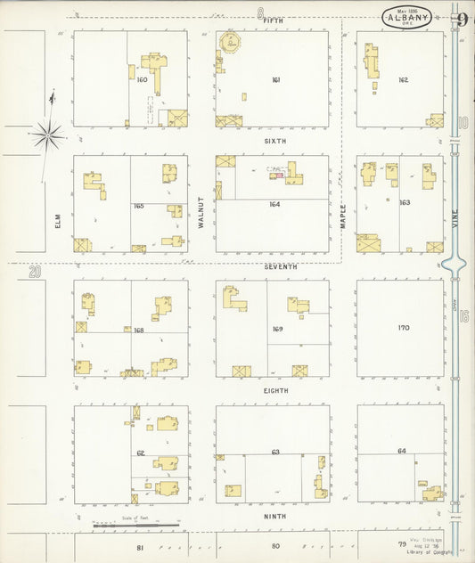 Sanborn Fire Insurance Map from Albany, Linn County, Oregon (1895), Sheet #0009 - Historic Sanborn Fire Insurance Map Print, vintage old map wall art, antique decor, genealogy gift, Oregon Oregon map