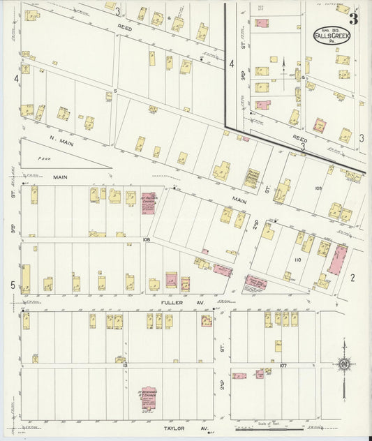 Sanborn Fire Insurance Map from Falls Creek, Jefferson And Clearfield Counties, Pennsylvania (1913), Sheet #0003 - Historic Sanborn Fire Insurance Map Print, vintage old map wall art, antique decor, genealogy gift, Pennsylvania Pennsylvania map