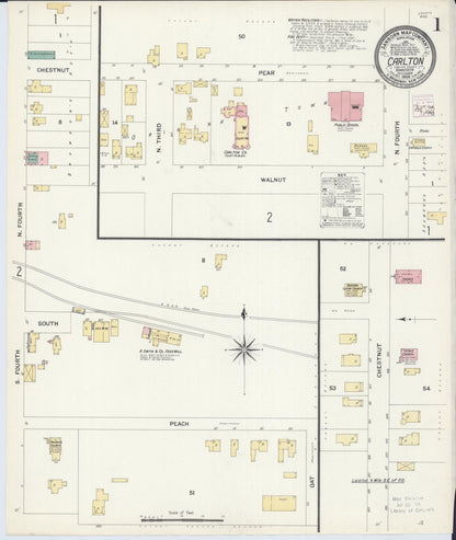 Sanborn Fire Insurance Map from Carlton, Carlton County, Minnesota (1908), Sheet #0001 - Complete Map Set gallery image, historic Sanborn map, vintage wall art, Minnesota Minnesota