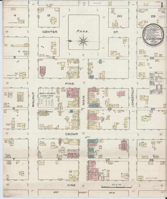Sanborn Fire Insurance Map from Lexington, McLean County, Illinois (1885), Sheet #0001 - Historic Sanborn Fire Insurance Map Print, vintage old map wall art, antique decor, genealogy gift, Illinois Illinois map
