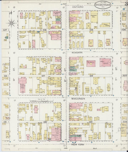Sanborn Fire Insurance Map from Sheboygan, Sheboygan County, Wisconsin (1887), Sheet #0003 - Complete Map Set gallery image, historic Sanborn map, vintage wall art, Wisconsin Wisconsin