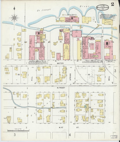 Sanborn Fire Insurance Map from Mishawaka, Saint Joseph County, Indiana (1896), Sheet #0002 - Complete Map Set gallery image, historic Sanborn map, vintage wall art, Indiana Indiana