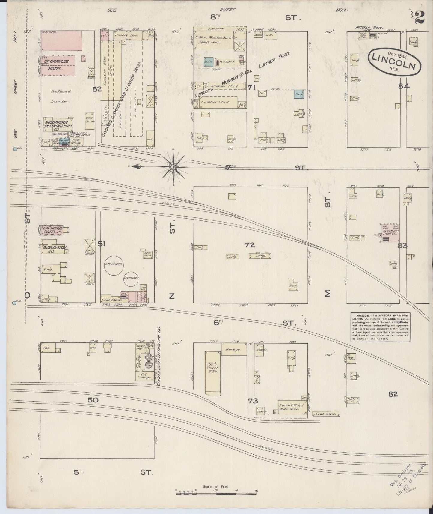 Sanborn Fire Insurance Map from Lincoln, Lancaster County, Nebraska (Unknown), Sheet #0002 - Complete Map Set gallery image, historic Sanborn map, vintage wall art, Nebraska Nebraska
