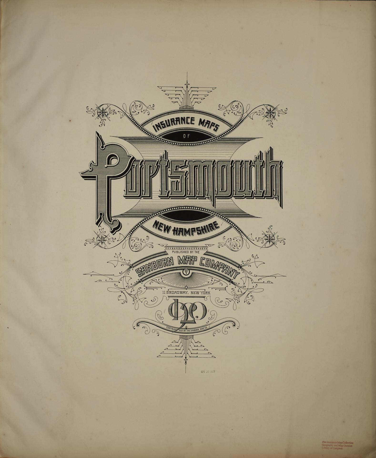 Sanborn Fire Insurance Map from Portsmouth, Rockingham County, New Hampshire. (1920) – Historic Sanborn Fire Insurance Map Print