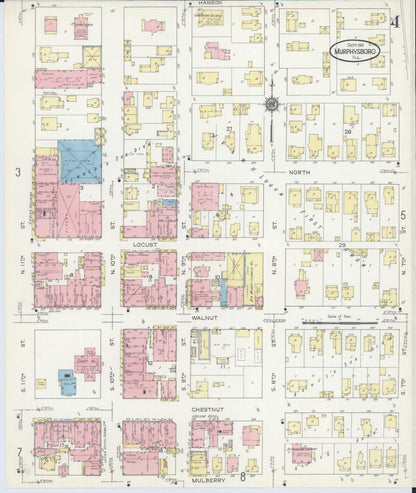 Sanborn Fire Insurance Map from Murphysboro, Jackson County, Illinois (1914), Sheet #0004 - Historic Sanborn Fire Insurance Map Print, vintage old map wall art, antique decor, genealogy gift, Illinois Illinois map