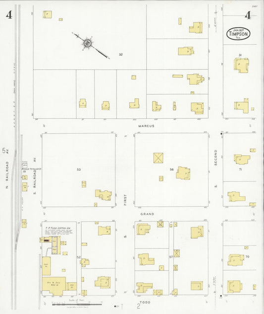 Sanborn Fire Insurance Map from Timpson, Shelby County, Texas (1927), Sheet #0004 - Historic Sanborn Fire Insurance Map Print, vintage old map wall art, antique decor, genealogy gift, Texas Texas map