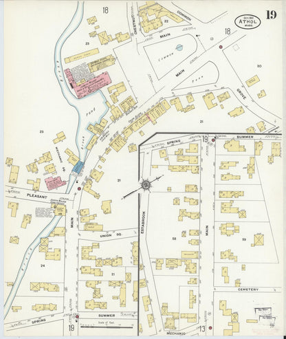 Sanborn Fire Insurance Map from Athol, Worcester County, Massachusetts (1911), Sheet #0019 - Complete Map Set gallery image, historic Sanborn map, vintage wall art, Massachusetts Massachusetts