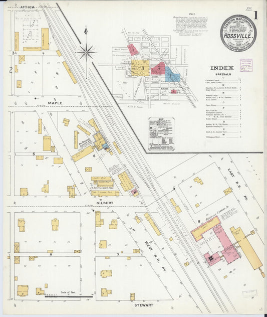 Sanborn Fire Insurance Map from Rossville, Vermilion County, Illinois (1906), Sheet #0001 - Complete Map Set gallery image, historic Sanborn map, vintage wall art, Illinois Illinois