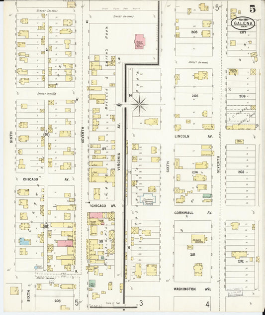 Sanborn Fire Insurance Map from Galena, Cherokee County, Kansas (1897), Sheet #0005 - Historic Sanborn Fire Insurance Map Print, vintage old map wall art, antique decor, genealogy gift, Kansas Kansas map