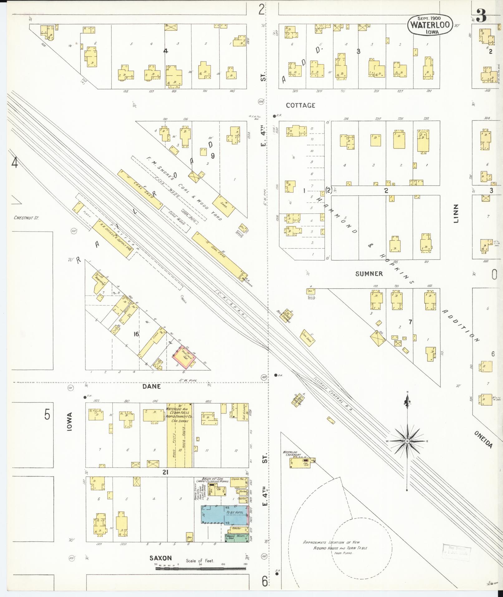 Sanborn Fire Insurance Map from Waterloo, Black Hawk County, Iowa (1900), Sheet #0003 - Historic Sanborn Fire Insurance Map Print, vintage old map wall art
