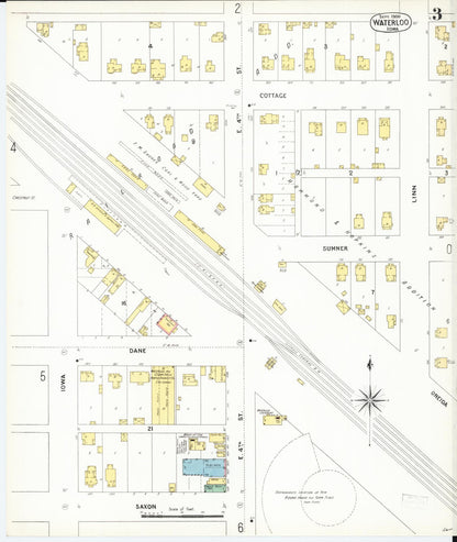 Sanborn Fire Insurance Map from Waterloo, Black Hawk County, Iowa (1900), Sheet #0003 - Historic Sanborn Fire Insurance Map Print, vintage old map wall art