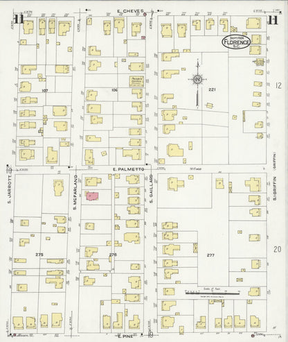 Sanborn Fire Insurance Map from Florence, Florence County, South Carolina (1924), Sheet #0011 - Complete Map Set gallery image, historic Sanborn map, vintage wall art, South Carolina South Carolina