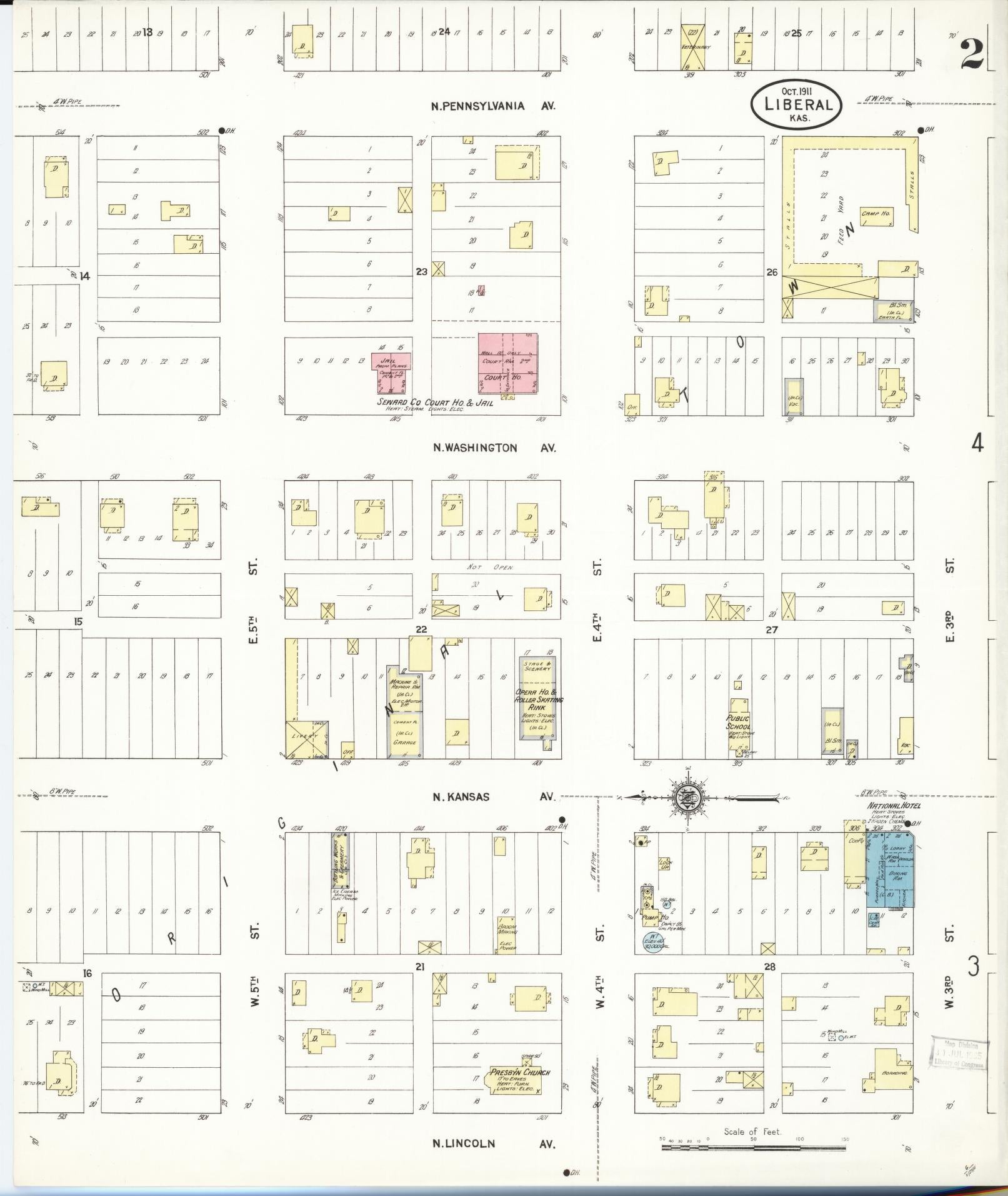 Sanborn Fire Insurance Map from Liberal, Seward County, Kansas (1911), Sheet #0002 - Complete Map Set gallery image, historic Sanborn map, vintage wall art, Kansas Kansas