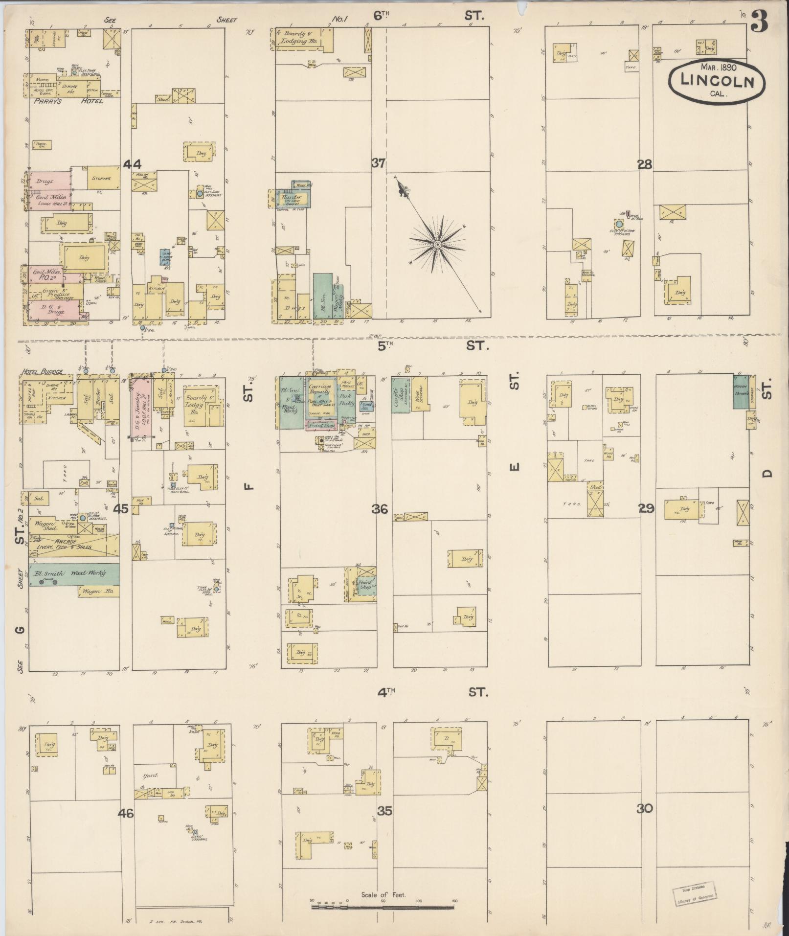 Sanborn Fire Insurance Map from Lincoln, Placer County, California (1890), Sheet #0003 - Historic Sanborn Fire Insurance Map Print, vintage old map wall art, antique decor, genealogy gift, California California map