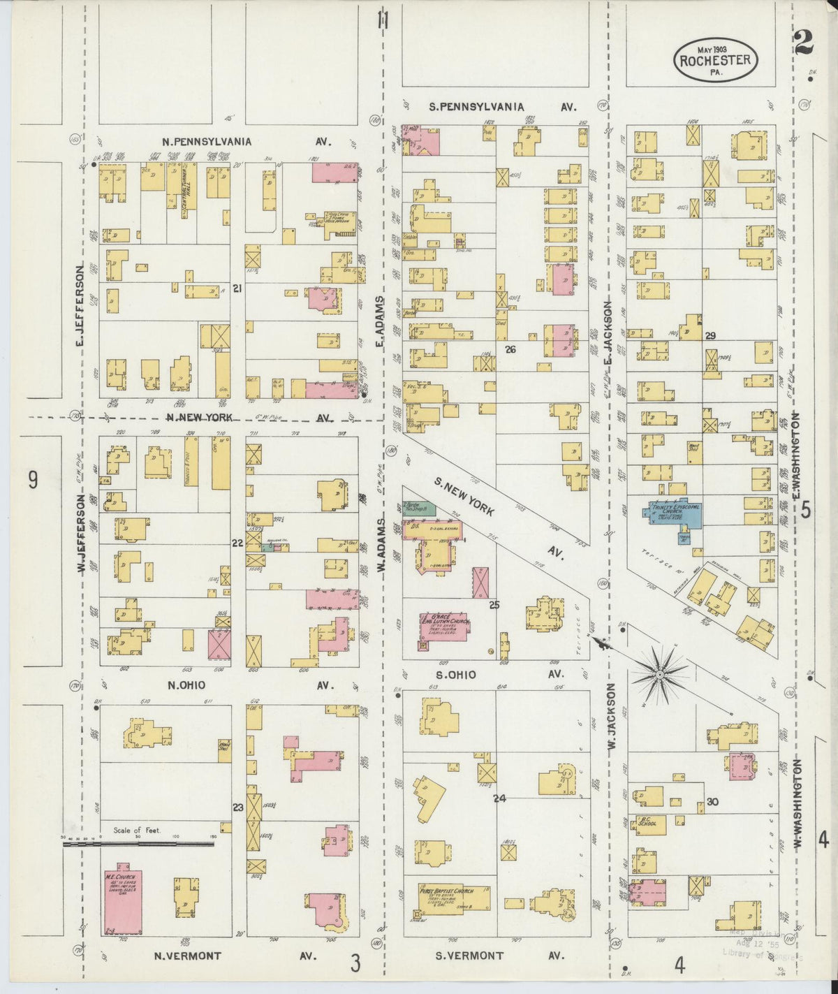 Sanborn Fire Insurance Map from Rochester, Beaver County, Pennsylvania (1903), Sheet #0002 - Historic Sanborn Fire Insurance Map Print, vintage old map wall art, antique decor, genealogy gift, Pennsylvania Pennsylvania map