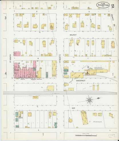 Sanborn Fire Insurance Map from Assumption, Christian County, Illinois (1899), Sheet #0002 - Historic Sanborn Fire Insurance Map Print, vintage old map wall art, antique decor, genealogy gift, Illinois Illinois map