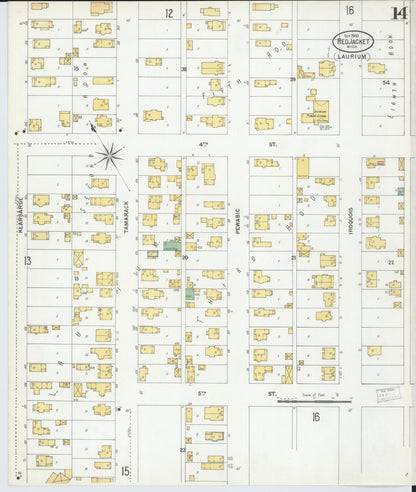 Sanborn Fire Insurance Map from Red Jacket, Houghton County, Michigan (1900), Sheet #0014 - Historic Sanborn Fire Insurance Map Print, vintage old map wall art, antique decor, genealogy gift, Michigan Michigan map