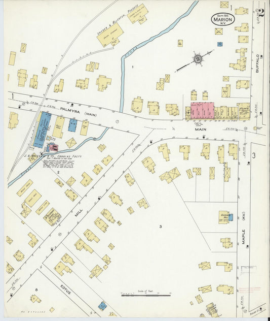 Sanborn Fire Insurance Map from Marion, Wayne County, New York (1915), Sheet #0002 - Historic Sanborn Fire Insurance Map Print, vintage old map wall art, antique decor, genealogy gift, New York New York map