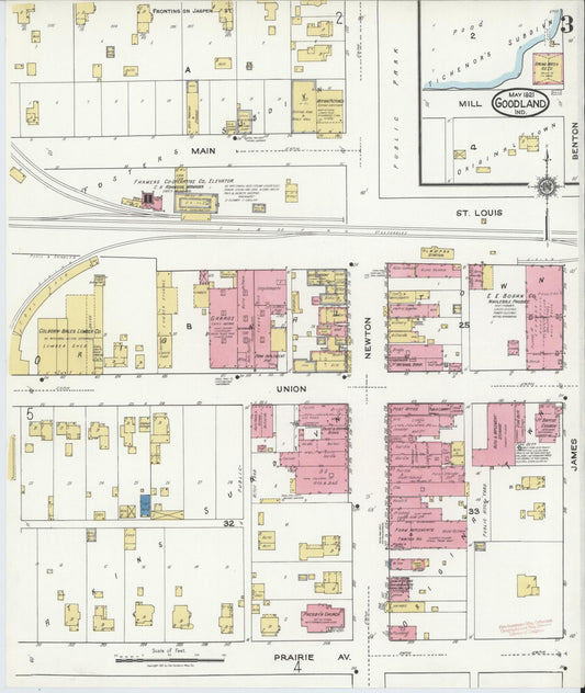 Sanborn Fire Insurance Map from Goodland, Newton County, Indiana (1921), Sheet #0003 - Historic Sanborn Fire Insurance Map Print, vintage old map wall art, antique decor, genealogy gift, Indiana Indiana map