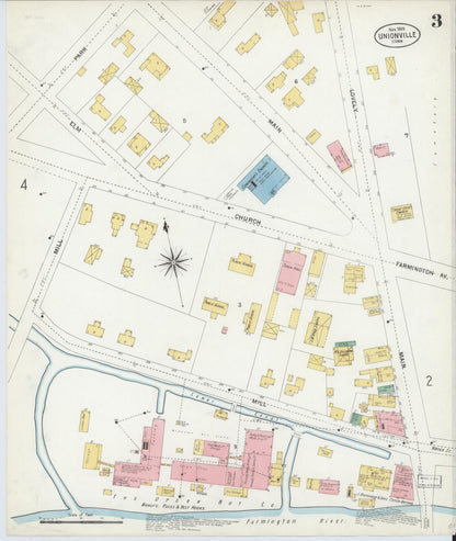 Sanborn Fire Insurance Map from Unionville, Hartford County, Connecticut (1903), Sheet #0003 - Complete Map Set gallery image, historic Sanborn map, vintage wall art, Connecticut Connecticut
