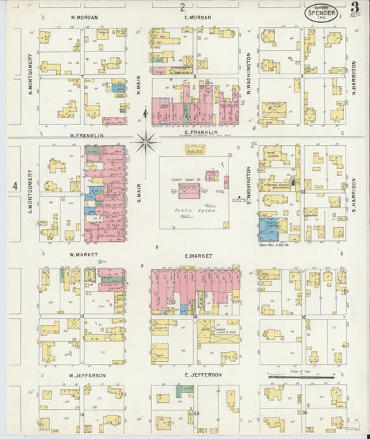 Sanborn Fire Insurance Map from Spencer, Owen County, Indiana (1898), Sheet #0003 - Historic Sanborn Fire Insurance Map Print, vintage old map wall art, antique decor, genealogy gift, Indiana Indiana map