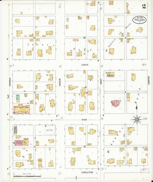 Sanborn Fire Insurance Map from Toledo, Tama County, Iowa (1899), Sheet #0002 - Historic Sanborn Fire Insurance Map Print, vintage old map wall art