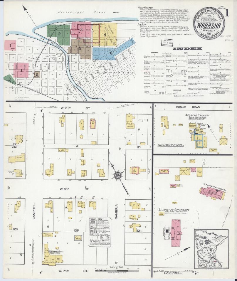 Sanborn Fire Insurance Map from Wabasha, Wabasha County, Minnesota. (1917) – Map View