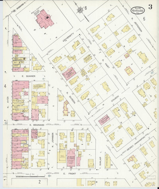 Sanborn Fire Insurance Map from Harvard, McHenry County, Illinois (1912), Sheet #0003 - Historic Sanborn Fire Insurance Map Print, vintage old map wall art, antique decor, genealogy gift, Illinois Illinois map