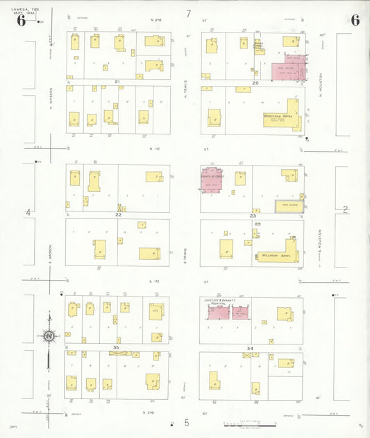 Sanborn Fire Insurance Map from Lamesa, Dawson County, Texas (1932), Sheet #0006 - Historic Sanborn Fire Insurance Map Print, vintage old map wall art, antique decor, genealogy gift, Texas Texas map
