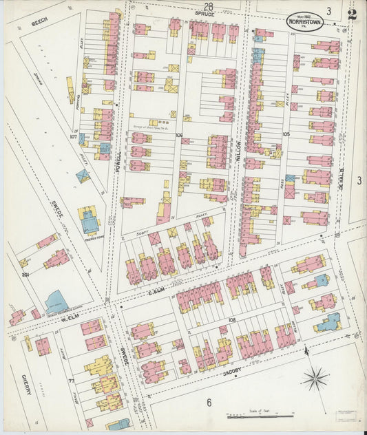 Sanborn Fire Insurance Map from Norristown, Montgomery County, Pennsylvania (1902), Sheet #0002 - Historic Sanborn Fire Insurance Map Print, vintage old map wall art, antique decor, genealogy gift, Pennsylvania Pennsylvania map