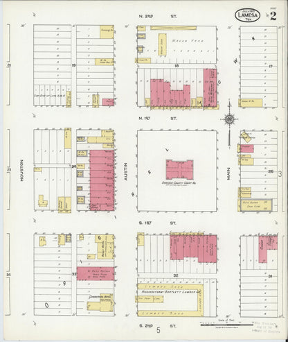 Sanborn Fire Insurance Map from Lamesa, Dawson County, Texas (1921), Sheet #0002 - Historic Sanborn Fire Insurance Map Print, vintage old map wall art, antique decor, genealogy gift, Texas Texas map