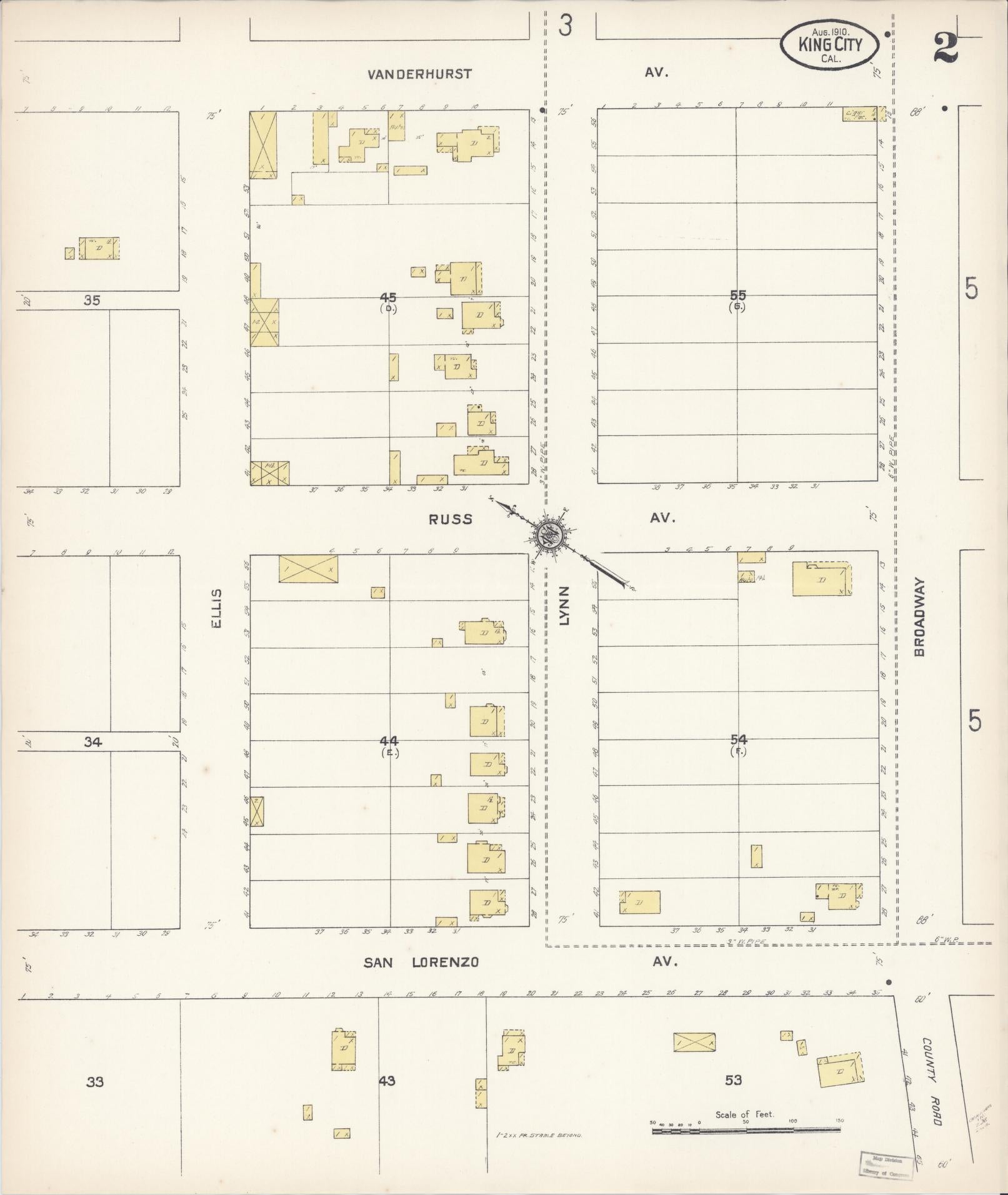 Sanborn Fire Insurance Map from King City, Monterey County, California (1910), Sheet #0002 - Historic Sanborn Fire Insurance Map Print, vintage old map wall art, antique decor, genealogy gift, California California map