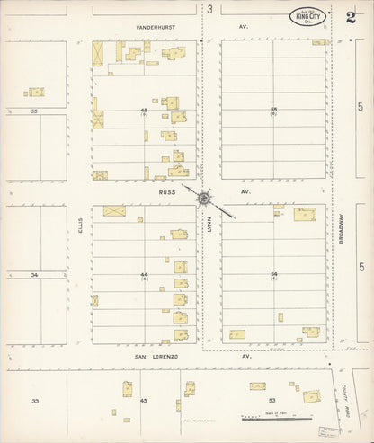 Sanborn Fire Insurance Map from King City, Monterey County, California (1910), Sheet #0002 - Historic Sanborn Fire Insurance Map Print, vintage old map wall art, antique decor, genealogy gift, California California map