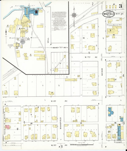 Sanborn Fire Insurance Map from Winfield, Cowley County, Kansas (1918), Sheet #0003 - Complete Map Set gallery image, historic Sanborn map, vintage wall art, Kansas Kansas