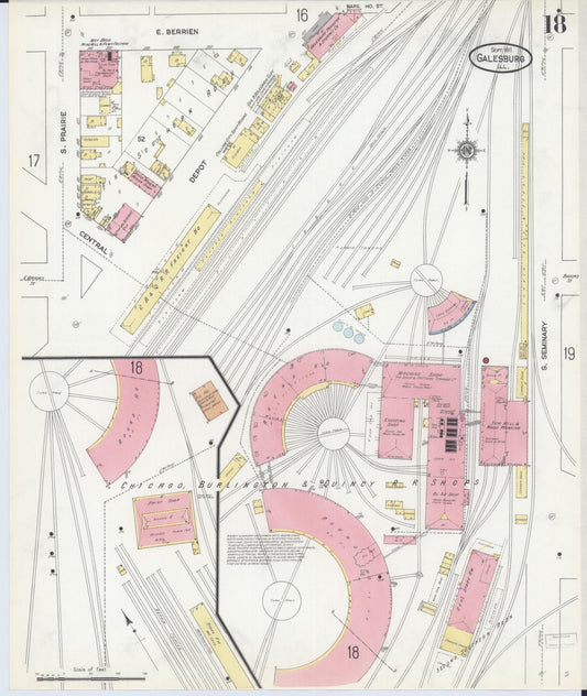 Sanborn Fire Insurance Map from Galesburg, Knox County, Illinois (1911), Sheet #0018 - Historic Sanborn Fire Insurance Map Print, vintage old map wall art, antique decor, genealogy gift, Illinois Illinois map