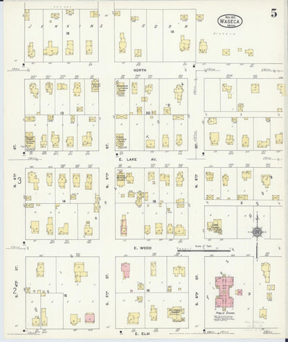 Sanborn Fire Insurance Map from Waseca, Waseca County, Minnesota (1910), Sheet #0005 - Complete Map Set gallery image, historic Sanborn map, vintage wall art, Minnesota Minnesota
