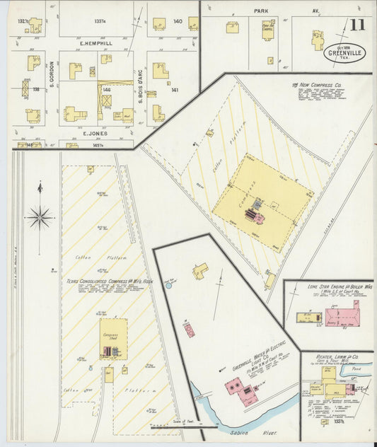 Sanborn Fire Insurance Map from Greenville, Hunt County, Texas (1898), Sheet #0011 - Historic Sanborn Fire Insurance Map Print, vintage old map wall art, antique decor, genealogy gift, Texas Texas map