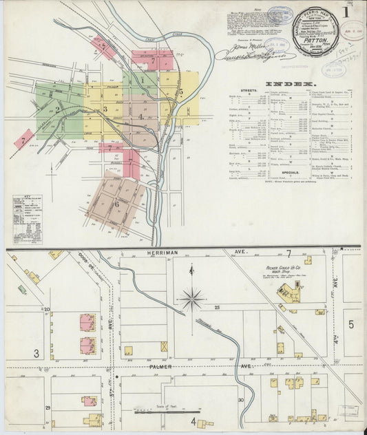 Sanborn Fire Insurance Map from Patton, Cambria County, Pennsylvania (1898), Sheet #0001 - Historic Sanborn Fire Insurance Map Print, vintage old map wall art, antique decor, genealogy gift, Pennsylvania Pennsylvania map