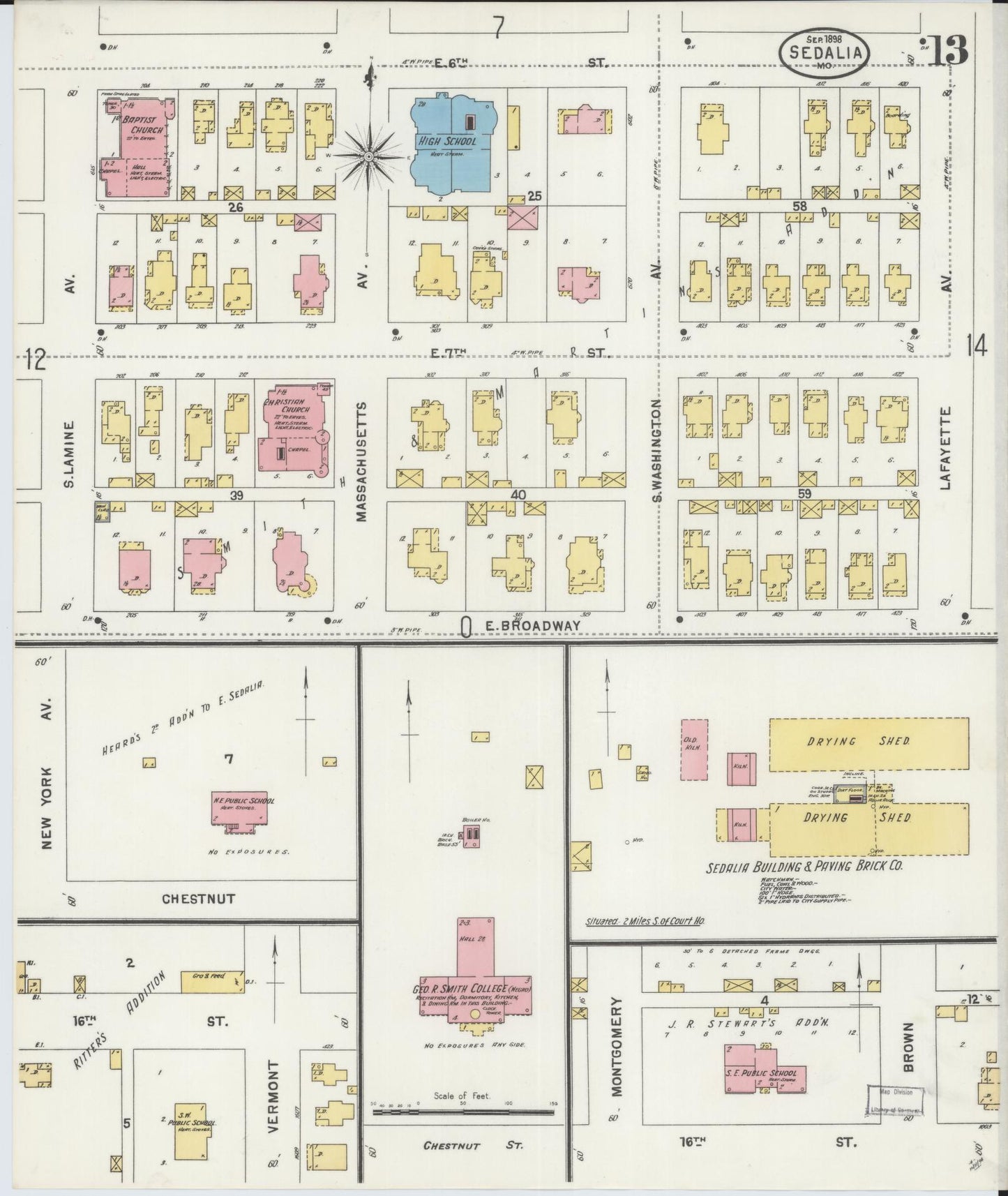 Sanborn Fire Insurance Map from Sedalia, Pettis County, Missouri (1898), Sheet #0013 - Complete Map Set gallery image, historic Sanborn map, vintage wall art, Missouri Missouri