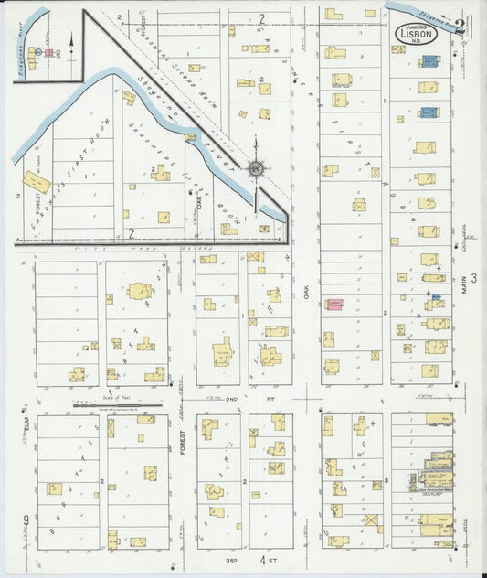 Sanborn Fire Insurance Map from Lisbon, Ransom County, North Dakota (1919), Sheet #0002 - Historic Sanborn Fire Insurance Map Print, vintage old map wall art, antique decor, genealogy gift, North Dakota North Dakota map